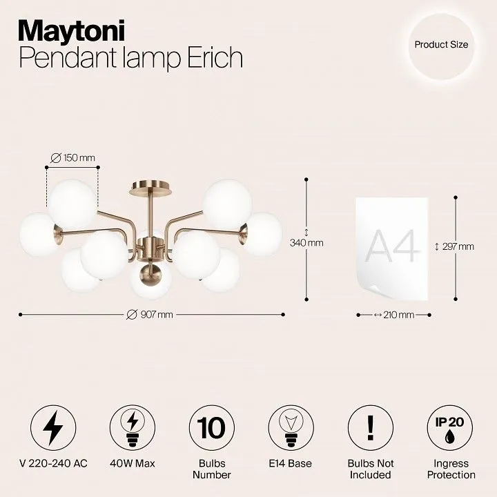 Люстра на штанге Maytoni Эрих MOD221PL-10G