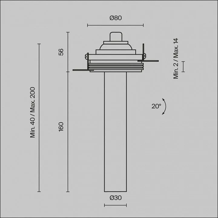 Встраиваемый светильник Maytoni Technical Фокус Т C140TRS-L200-7W3K-B