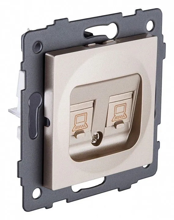 Розетка двойная Ethernet RJ-45 и со шторками, без рамки Kollinger  REA-015GD