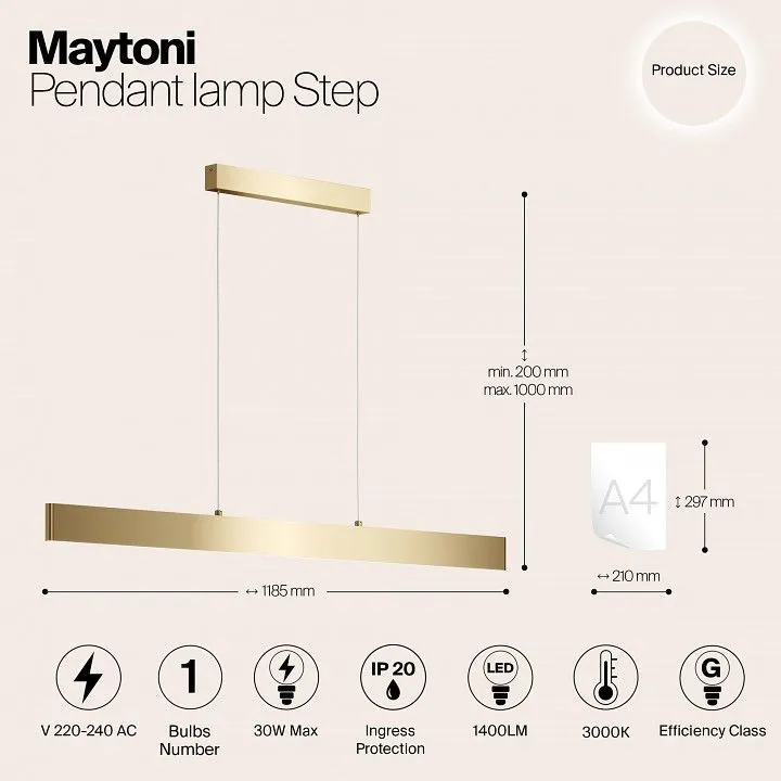 Подвесной светильник Maytoni Technical Шаг P010PL-L30G3K