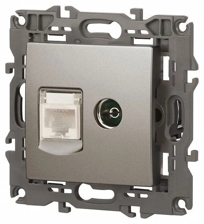 ТВ-розетка и розетка Ethernet RJ-45 без рамки Эра Эра Elegance 14-3110-16