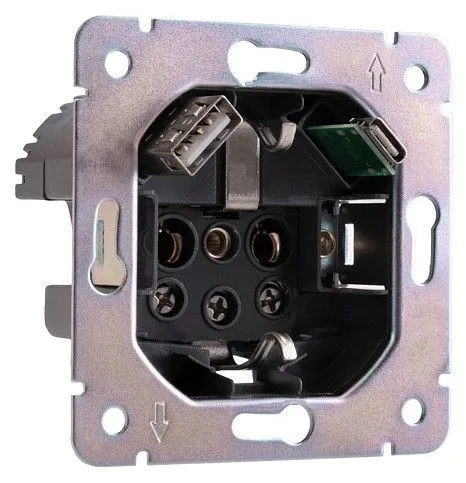Розетка с заземлением и со шторкой и 2хUSB, без рамки Kranz STRONG KR-78-0704-6