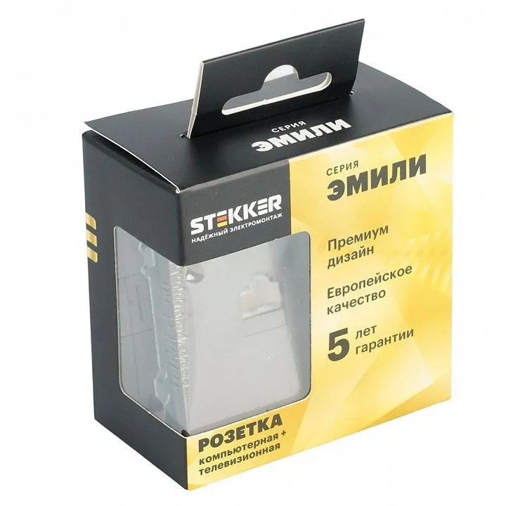 ТВ-розетка и розетка Ethernet RJ-45 без рамки Stekker Эмили 49924