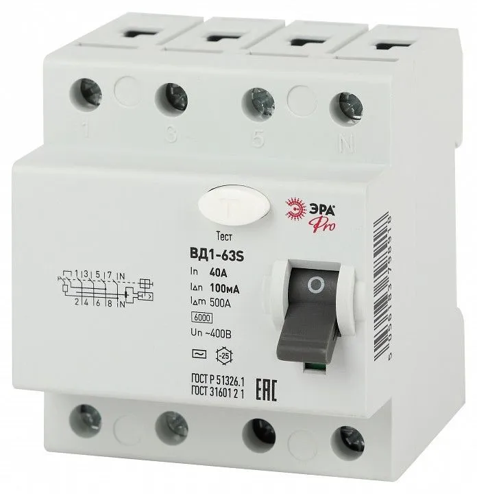 Устройство защитного отключения 4P Эра ВД1-63S NO-902-155