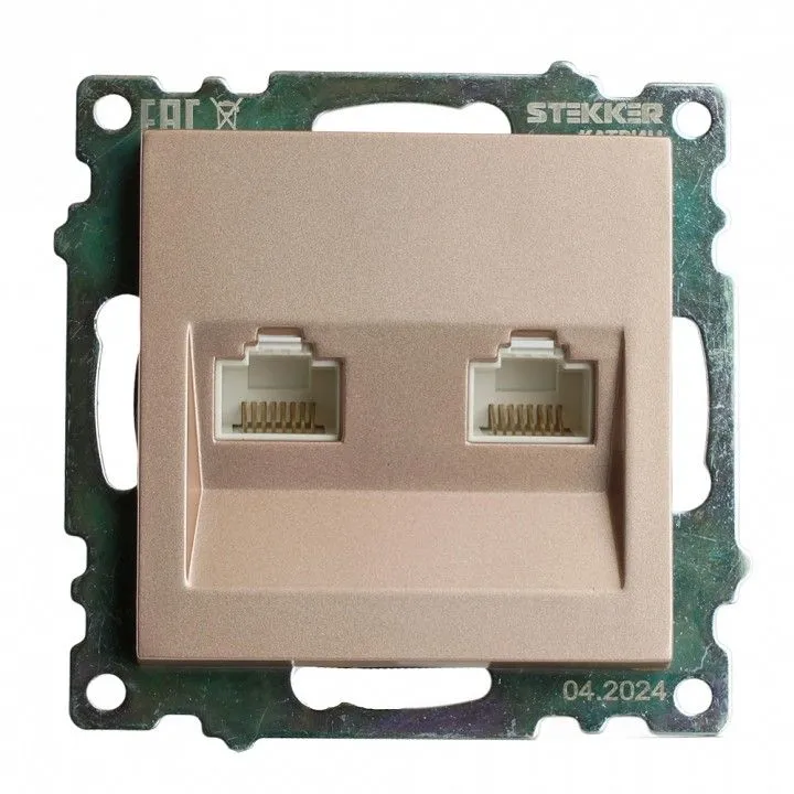 Розетка двойная Ethernet RJ-45 без рамки Stekker Катрин 50004
