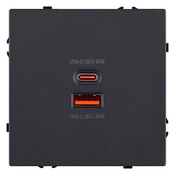 Розетка 2хUSB type A и C без рамки Kollinger Eclipse EC-024BK