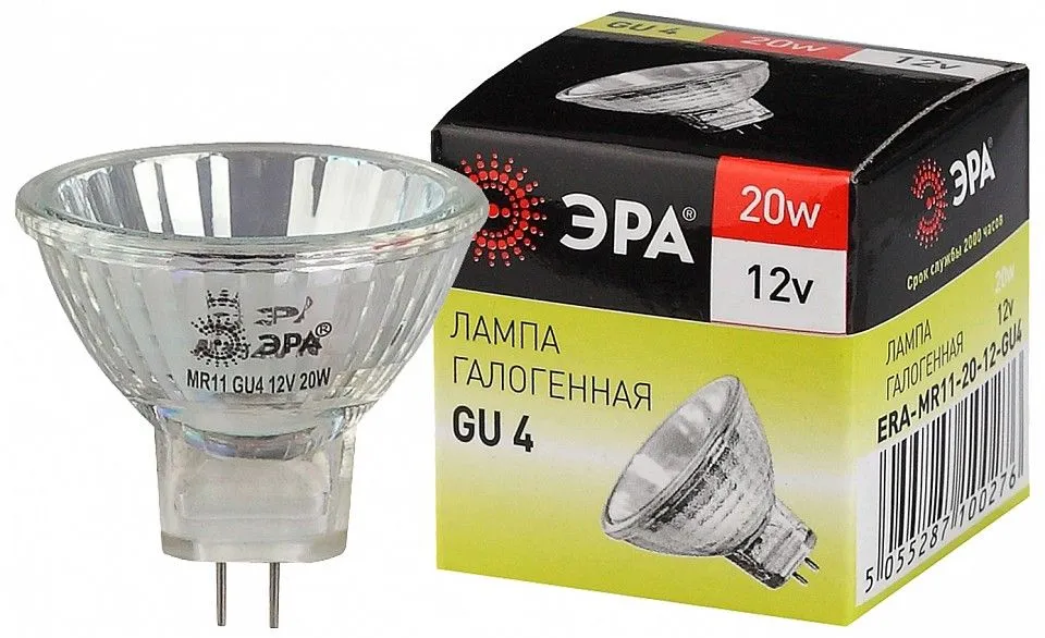 Лампа галогеновая Эра  GU4 20Вт 3000K GU4-MR11-20W-12V-30CL