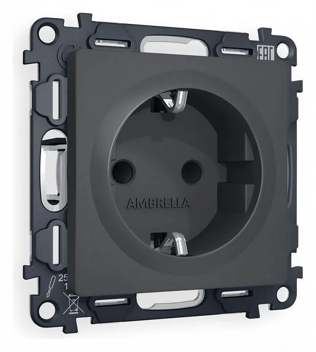 Розетка с заземлением и со шторкой, без рамки Ambrella Volt ALFA MA907010