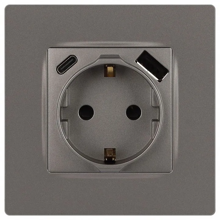 Розетка с заземлением и со шторкой и 2хUSB, без рамки Эра Эра 12 12-4108-16