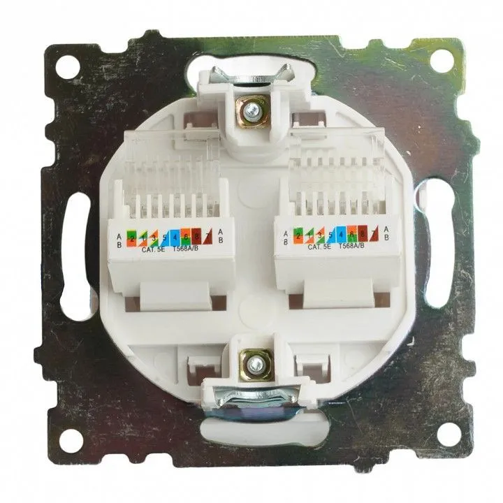 Розетка двойная Ethernet RJ-45 без рамки Stekker Катрин 50003