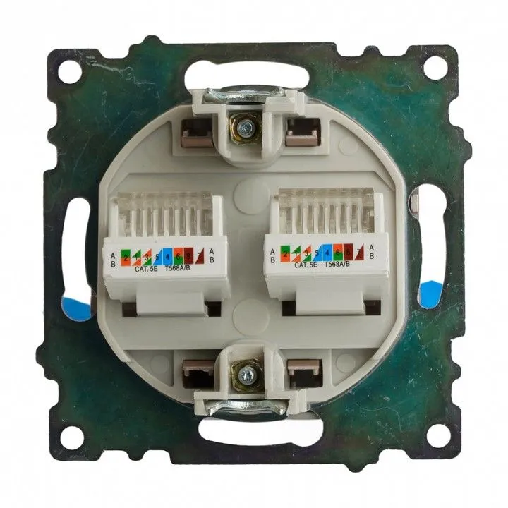 Розетка двойная Ethernet RJ-45 без рамки Stekker Катрин 50004