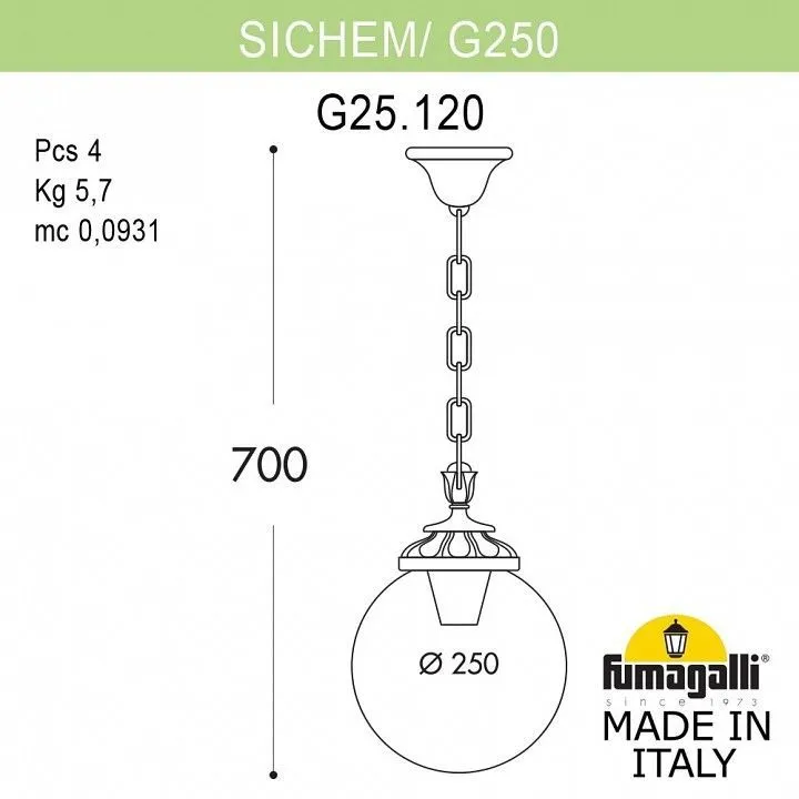 Подвесной светильник Fumagalli Globe 250 G25.120.000.BXE27