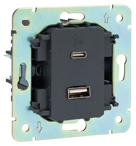 Розетка 2хUSB type A и C без рамки Kranz ROUND KR-78-0734-3