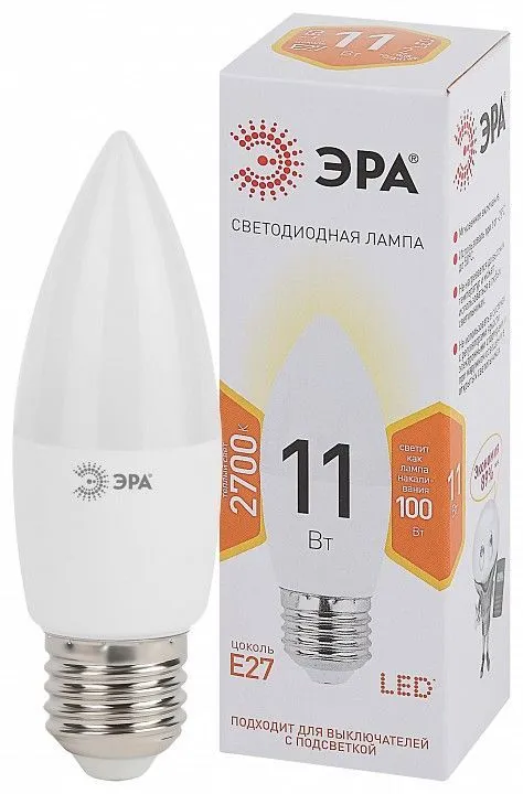 Лампа светодиодная Эра Стандарт E27 11Вт 2700K LED B35-11W-827-E27