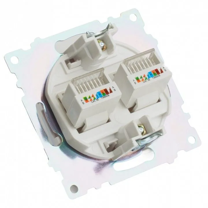 Розетка двойная Ethernet RJ-45 без рамки Stekker Катрин 50003