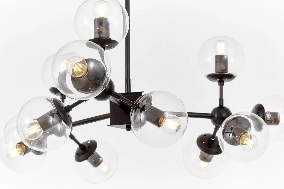 Люстра на штанге LUMINA DECO Zodiak LDP 160-12 BK+PR
