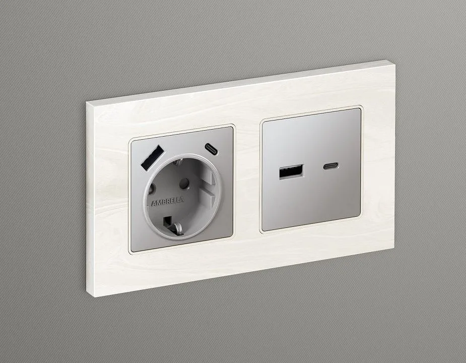 Накладка для розетки type A и C Ambrella Volt ALFA AP5110