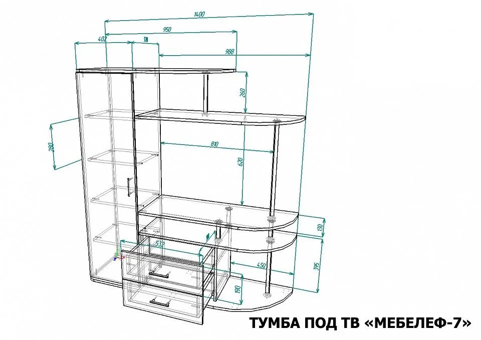 Тумба под ТВ Мебелеф-7