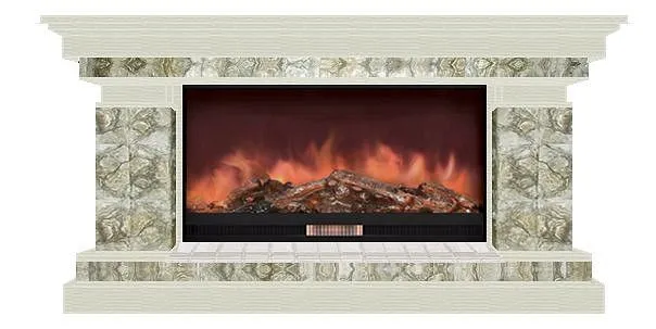 Комплект из электрокамина напольного и портала (143x45x80 см) Брайтон Карелия Premier S86 БР000004