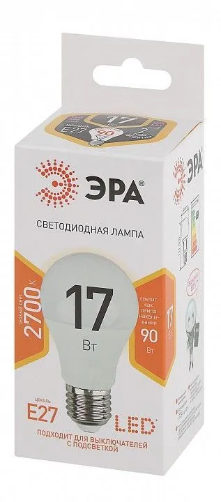 Лампа светодиодная Эра Стандарт E27 17Вт 2700K LED A60-17W-827-E27