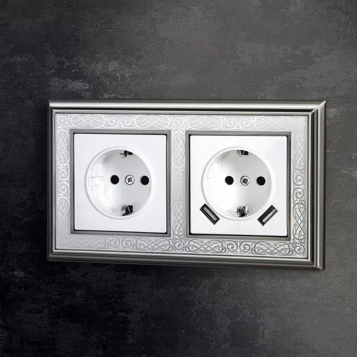 Розетка с заземлением и со шторками и 2хUSB, без рамки Werkel белый W1171501