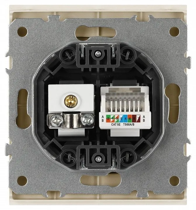 ТВ-розетка и розетка Ethernet RJ-45 без рамки Эра Arktik Б0070497