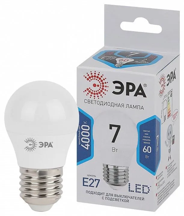 Лампа светодиодная Эра Стандарт E27 7Вт 4000K LED P45-7W-840-E27