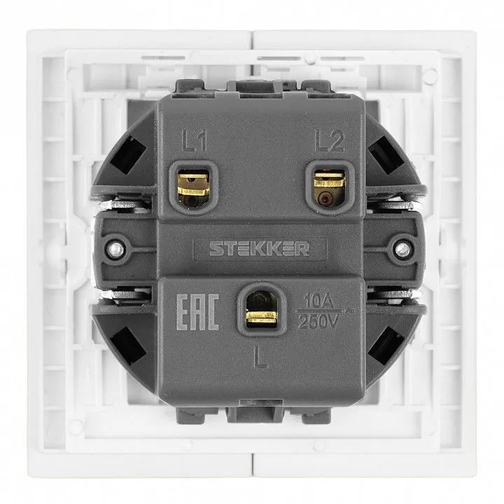 Выключатель двухклавишный без рамки Stekker Мия 50429