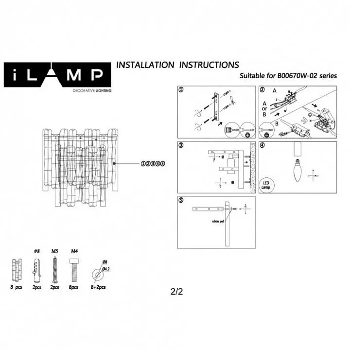 Накладной светильник iLamp GRAMERCY 670W-2 CR+CL