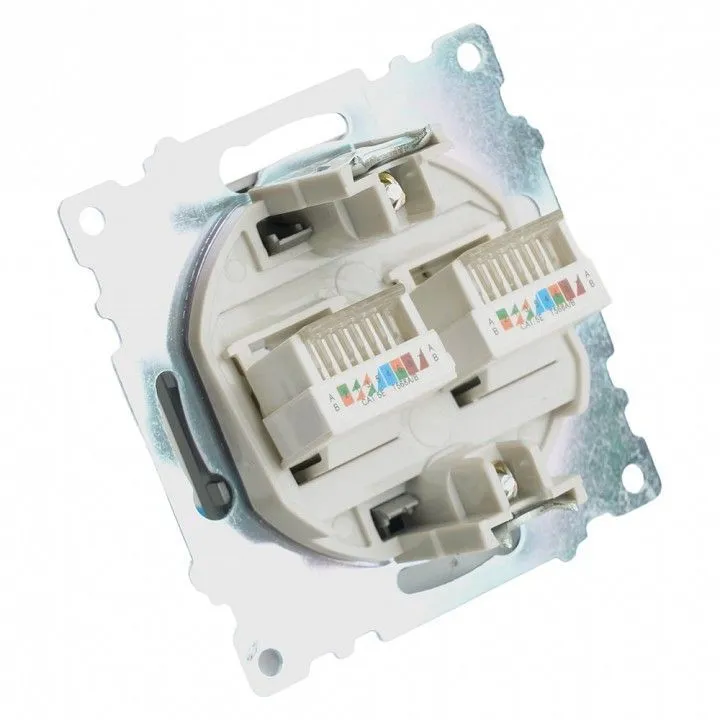 Розетка двойная Ethernet RJ-45 без рамки Stekker Катрин 50008