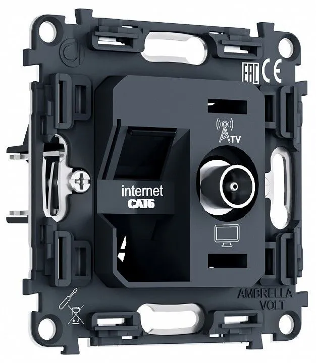 Механизм ТВ-розетки оконечные и розетки Ethernet RJ-45 со шторкам Ambrella Volt VM PR195