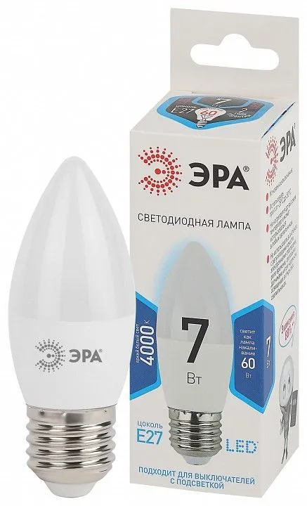 Лампа светодиодная Эра Стандарт E27 7Вт 4000K LED B35-7W-840-E27