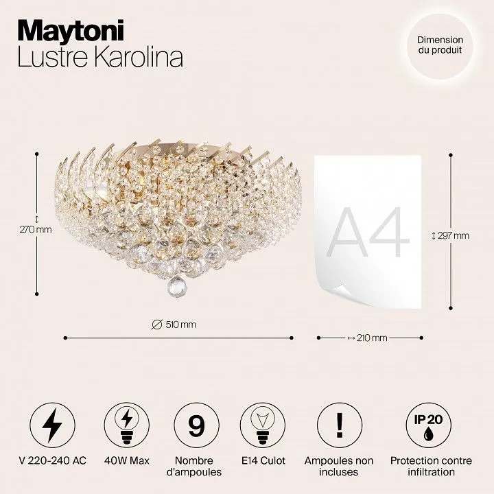 Потолочная люстра Maytoni Karolina DIA120-09-G