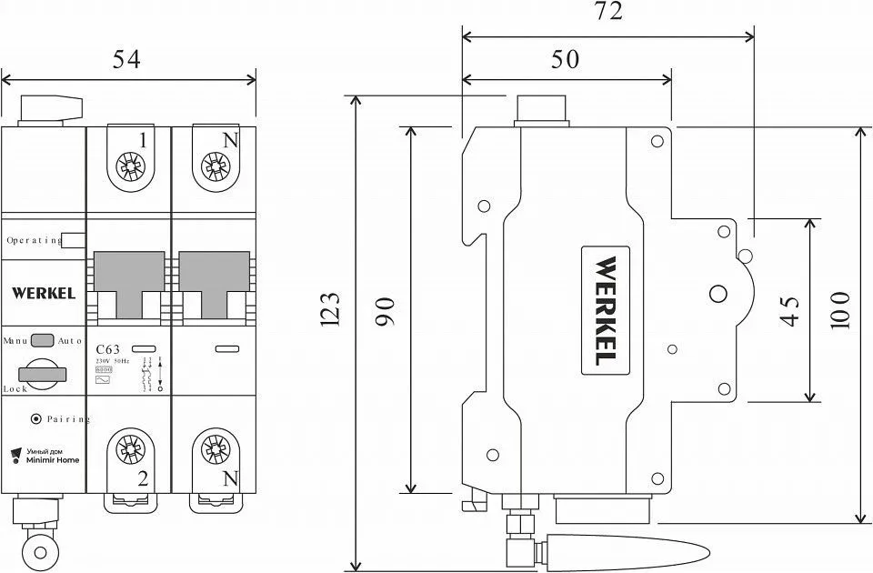 Автоматический выключатель 2P с Wi-Fi Werkel  W1002P6301
