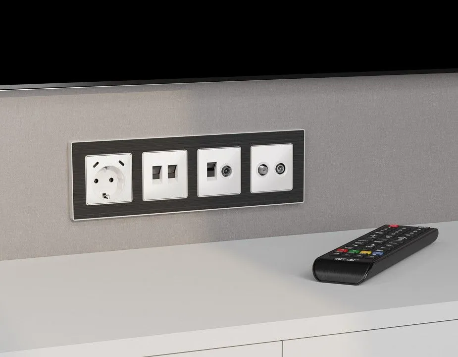 Накладка для ТВ-розетки и RJ-11 или RJ-45 Ambrella Volt ALFA AP1325