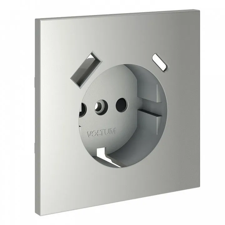 Накладка для розетки с заземлением и со шторками и 2хUSB type A и C Voltum S70 VLS001005