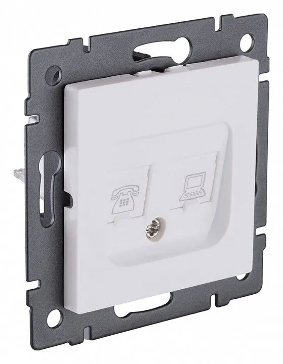 Розетка двойная RJ-11 и Ethernet RJ-45, без рамки Kollinger  REA-011WM