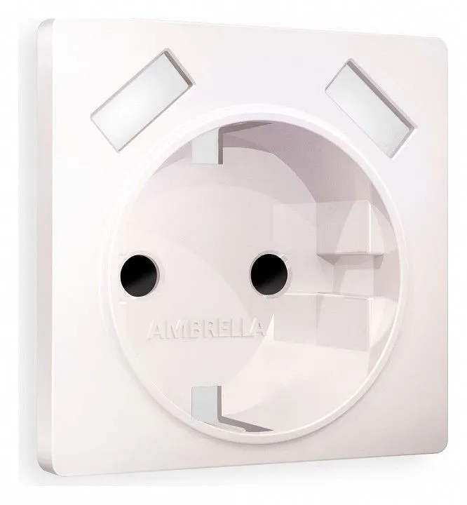 Накладка для розетки с заземлением и со шторками и 2хUSB type A Ambrella Volt ALFA AP2090
