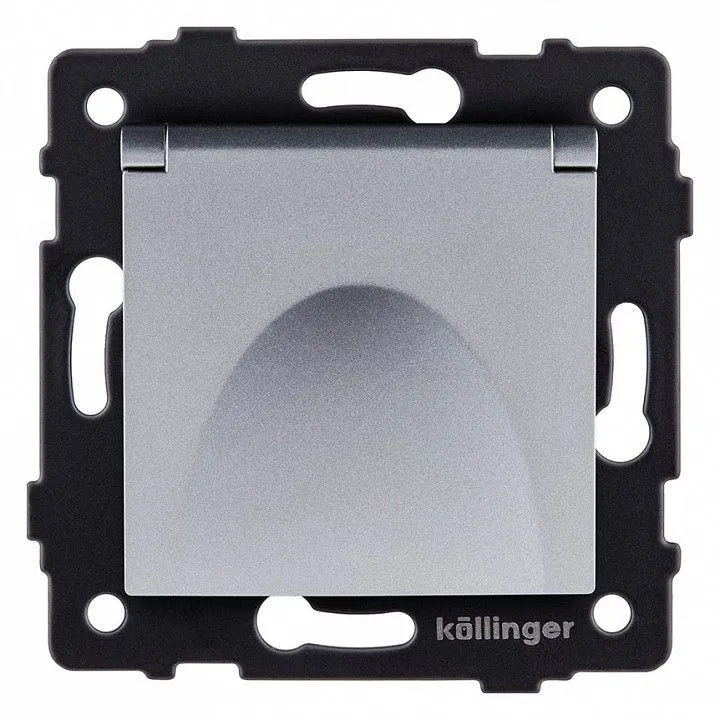 Розетка с заземлением с крышкой, без рамки Kollinger  REA-006GY
