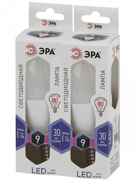 Лампа светодиодная Эра Стандарт E14 9Вт 6000K LED B35-9W-860-E14