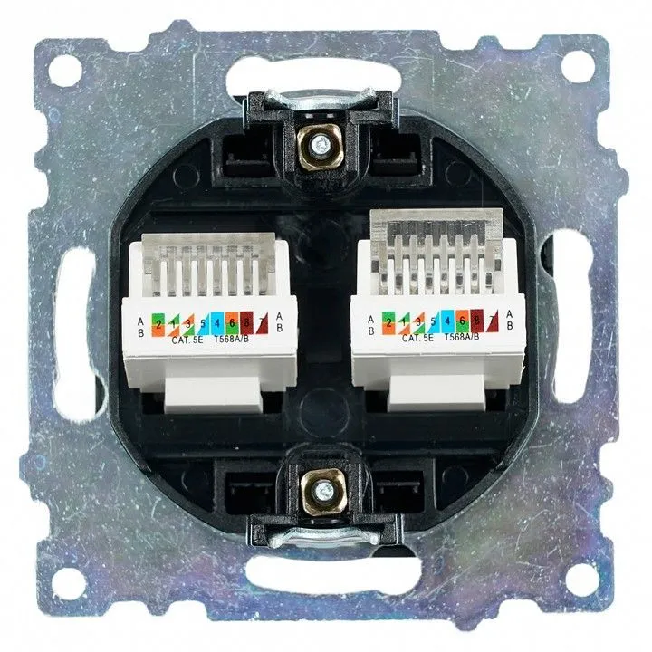 Розетка двойная Ethernet RJ-45 без рамки Stekker Катрин 50007