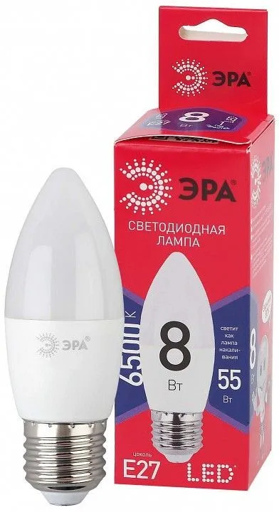Лампа светодиодная Эра  E27 8Вт 6500K LED B35-8W-865-E27 R