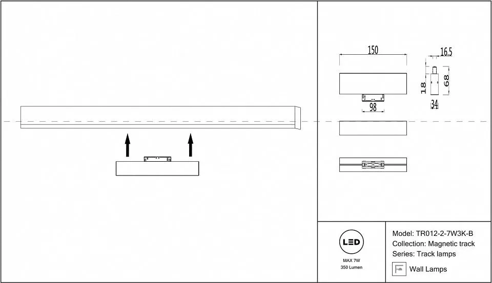 Накладной светильник Maytoni Technical Basis TR012-2-7W3K-B