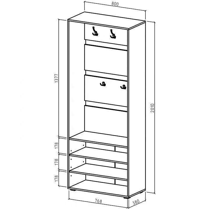 Стенка для прихожей ВМФ Мартин-1 ПРМ-1-ДЗ Стенка для прихожей ВМФ Мартин-1 ПРМ-1-ДЗ