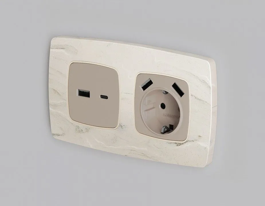 Накладка для розетки type A и C Ambrella Volt OMEGA OP3710