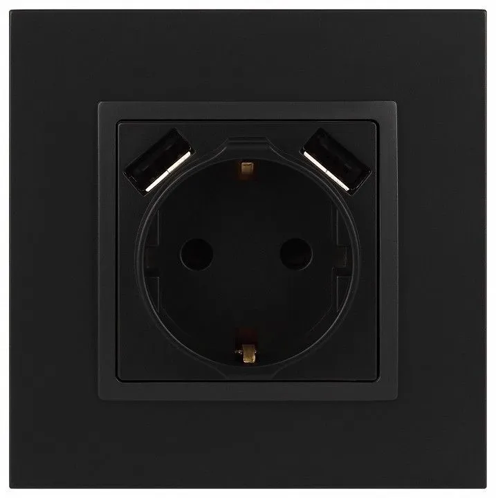 Розетка с заземлением и со шторкой и 2хUSB, без рамки Эра Эра Elegance 14-4109-05
