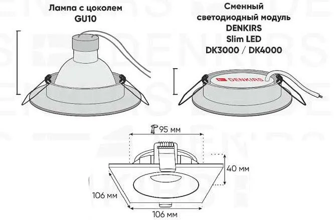 Встраиваемый светильник Denkirs Roto DK2121-BK