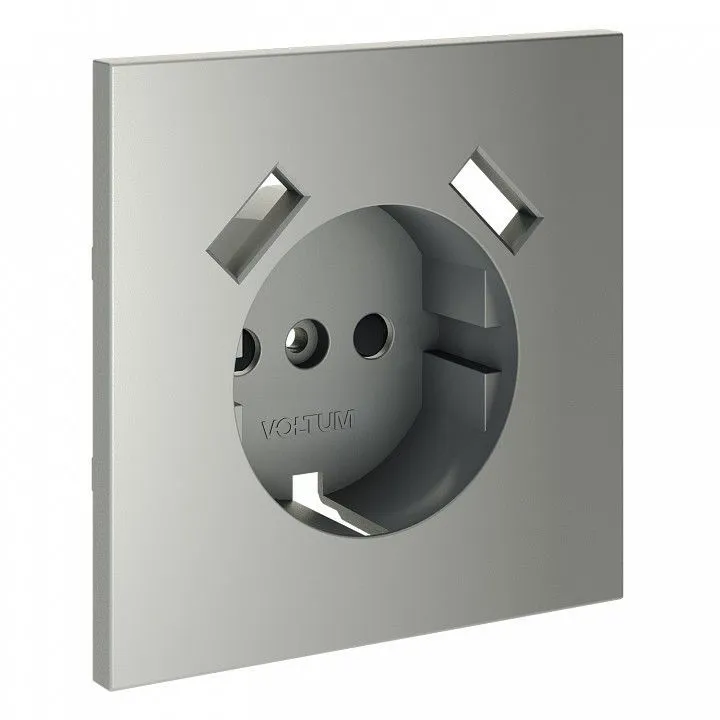Накладка для розетки с заземлением и со шторками и 2хUSB type A Voltum S70 VLS000905