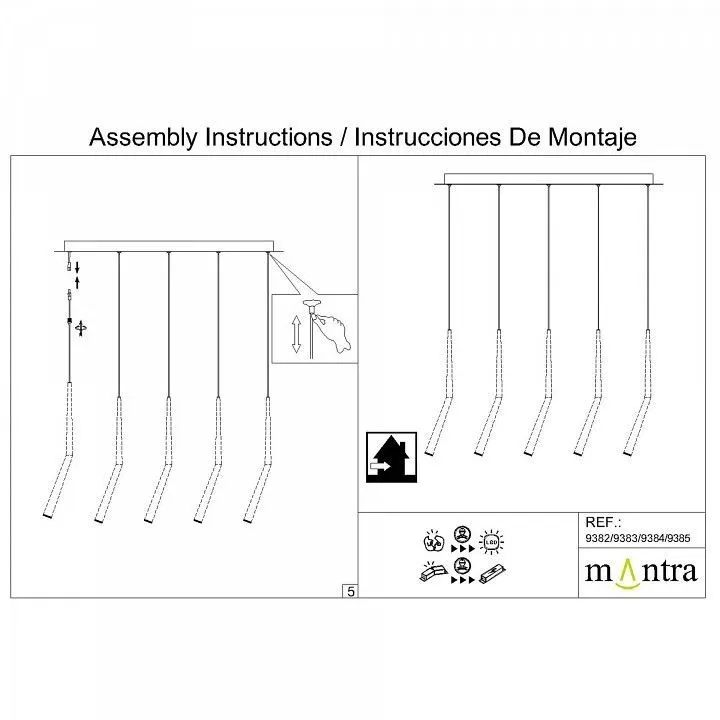 Подвесной светильник Mantra Arrecife 9382+9211 (5L)