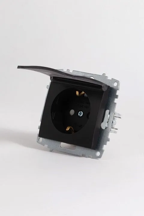 Розетка с заземлением и со шторкой, без рамки с крышкой Elbi Eleсtriс Zena Vega 609-014800-219
